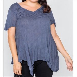 WOMEN’S Plus High-low Top Raw Hem Top 1X, 2X, 3X